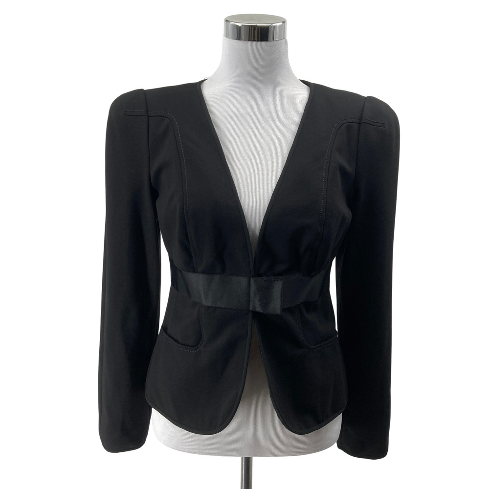 Leon Max Limited Edition Black Stretch Blazer Size 4 Puff Sleeve Designer Retro